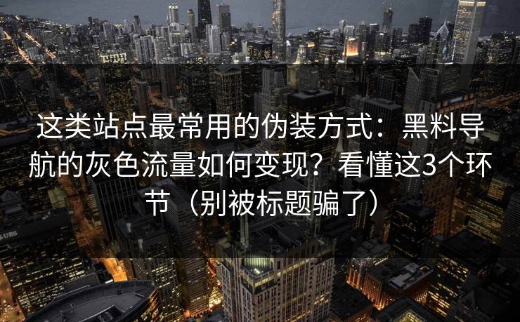 这类站点最常用的伪装方式：黑料导航的灰色流量如何变现？看懂这3个环节（别被标题骗了）