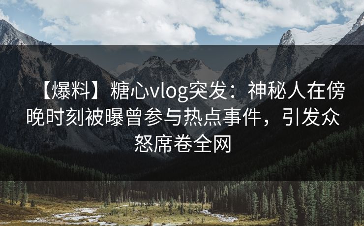 【爆料】糖心vlog突发：神秘人在傍晚时刻被曝曾参与热点事件，引发众怒席卷全网